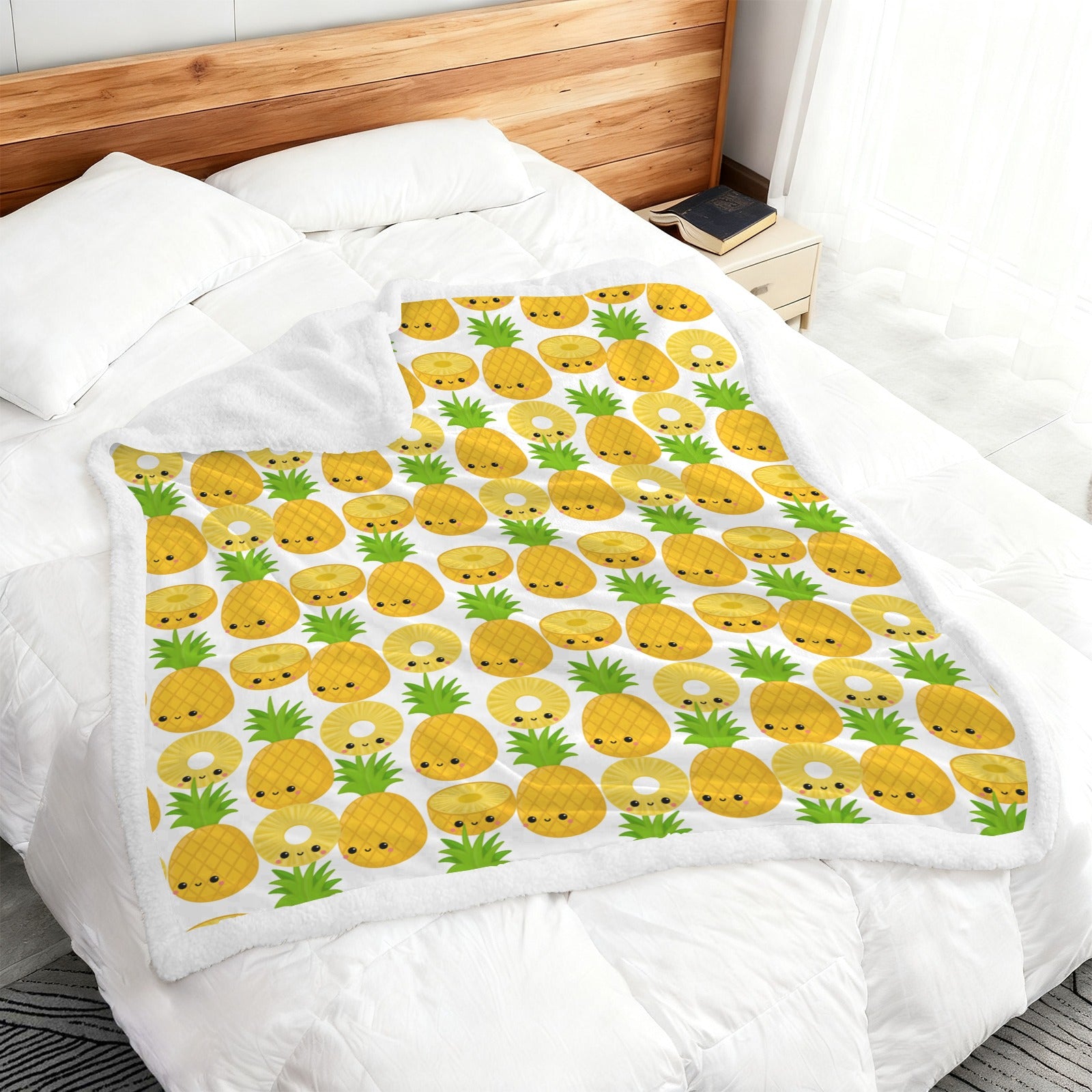 Happy Pineapples - Double-Layer Fleece Blanket 51"x59"