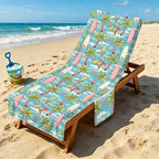 Summer Surf Beach Chair Towel Cover with Side Pockets