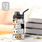 Cute Cartoon Cats - Kids Water Bottle with Chug Lid (12 oz) Kids Water Bottle with Chug Lid animal Printed Offshore