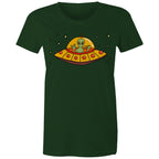 Alien Pizza - Womens T-shirt Forest Green Womens T-shirt Food Printed In Australia Sci Fi