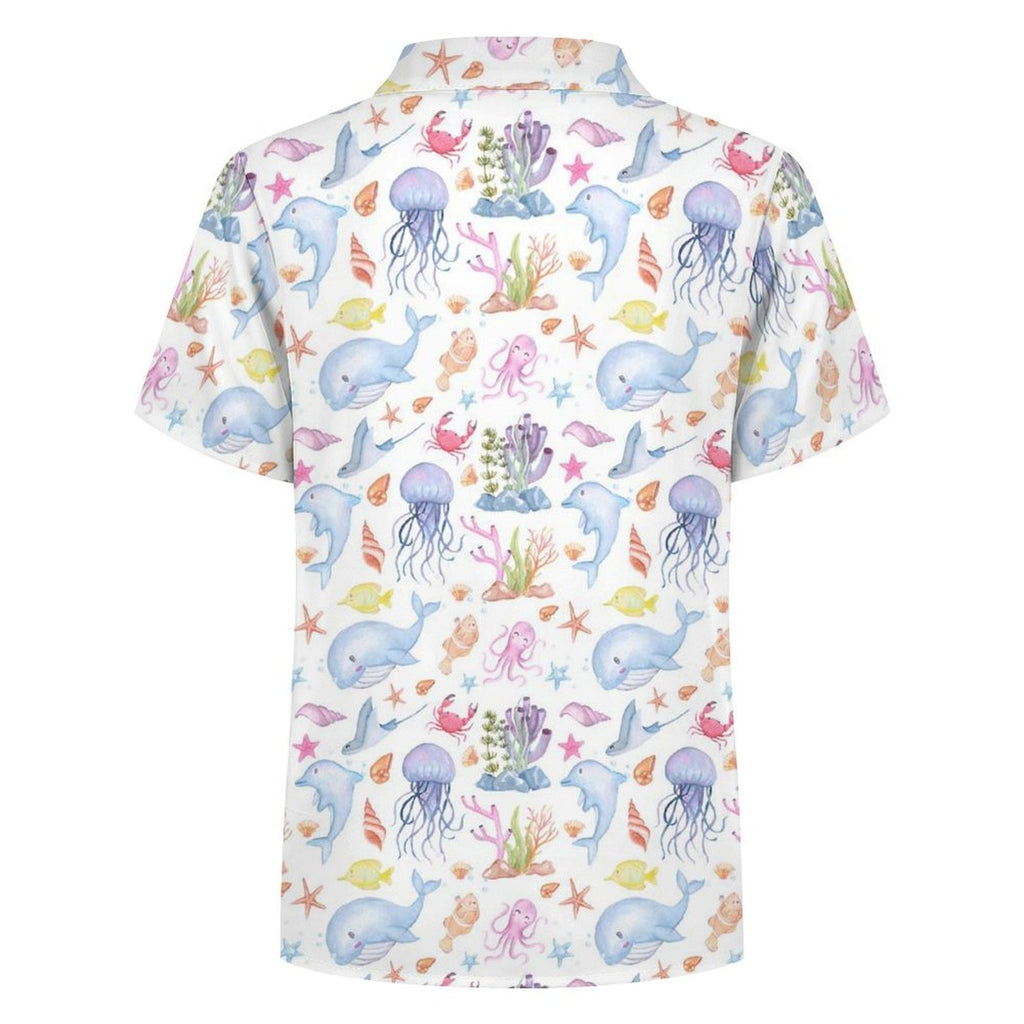 Under The Sea Kids Youth Short Sleeve Button Up Shirt