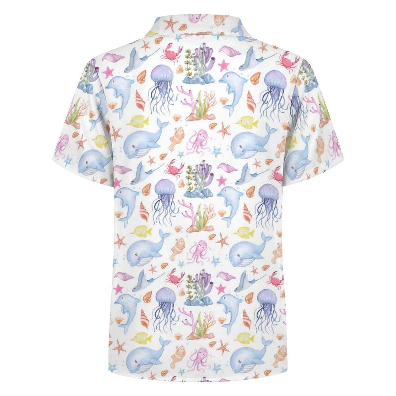 Under The Sea Kids Youth Short Sleeve Button Up Shirt