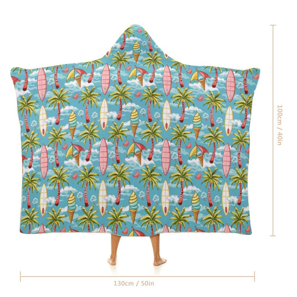 Summer Surf Kids Hooded Blanket 100cm x 130cm