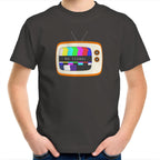 Retro TV, No Signal - Kids Youth T-Shirt Charcoal Kids Youth T-shirt Printed In Australia Retro Tech