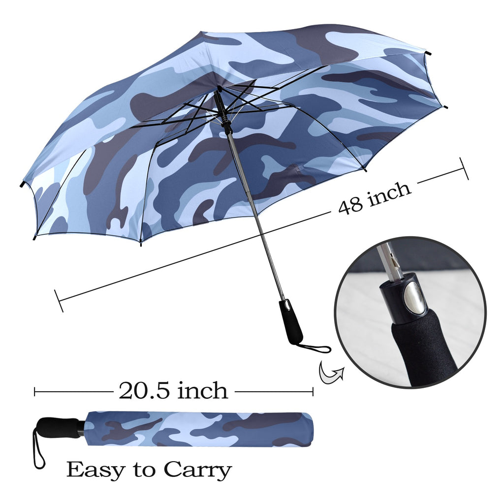 Blue Camouflage - Semi-Automatic Foldable Umbrella (Model U12) Semi-Automatic Foldable Umbrella (U12)