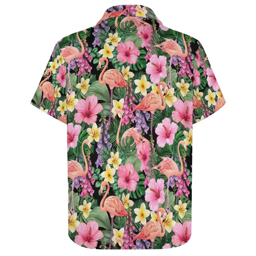 Flamingo Jungle Women's Collared Pocketless Short Sleeve Shirt