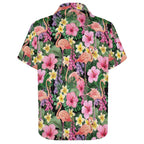 Flamingo Jungle Women's Collared Pocketless Short Sleeve Shirt