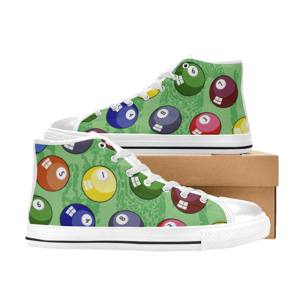 Pool Balls - Kids High Top Canvas Shoes