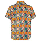 Happy Retro Flowers Women's Collared Pocketless Short Sleeve Shirt