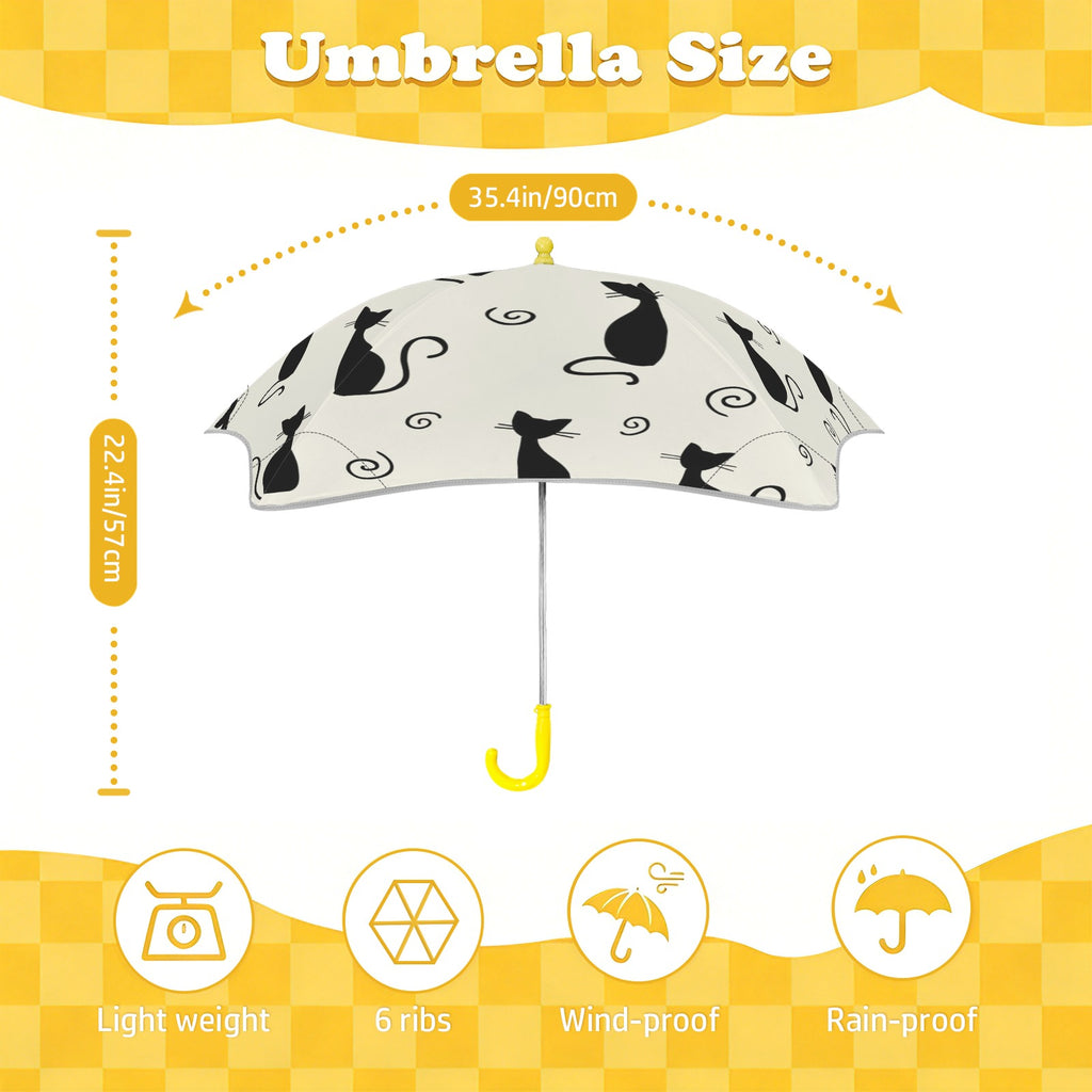 Black Cats Kids Safe Round Corner Umbrella Kids Safe Round Corner Umbrella animal Printed Offshore