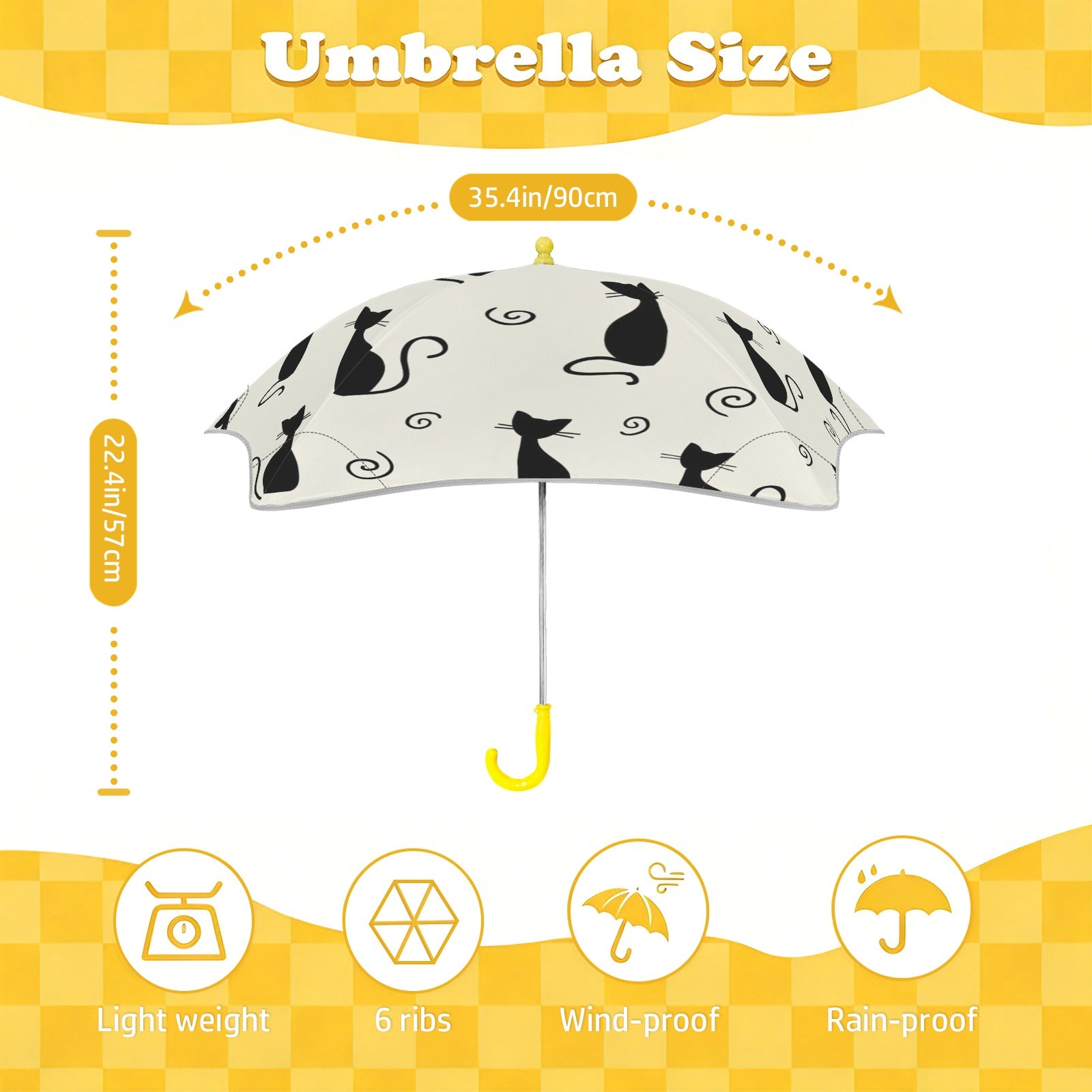 Black Cats Kids Safe Round Corner Umbrella Kids Safe Round Corner Umbrella animal Printed Offshore