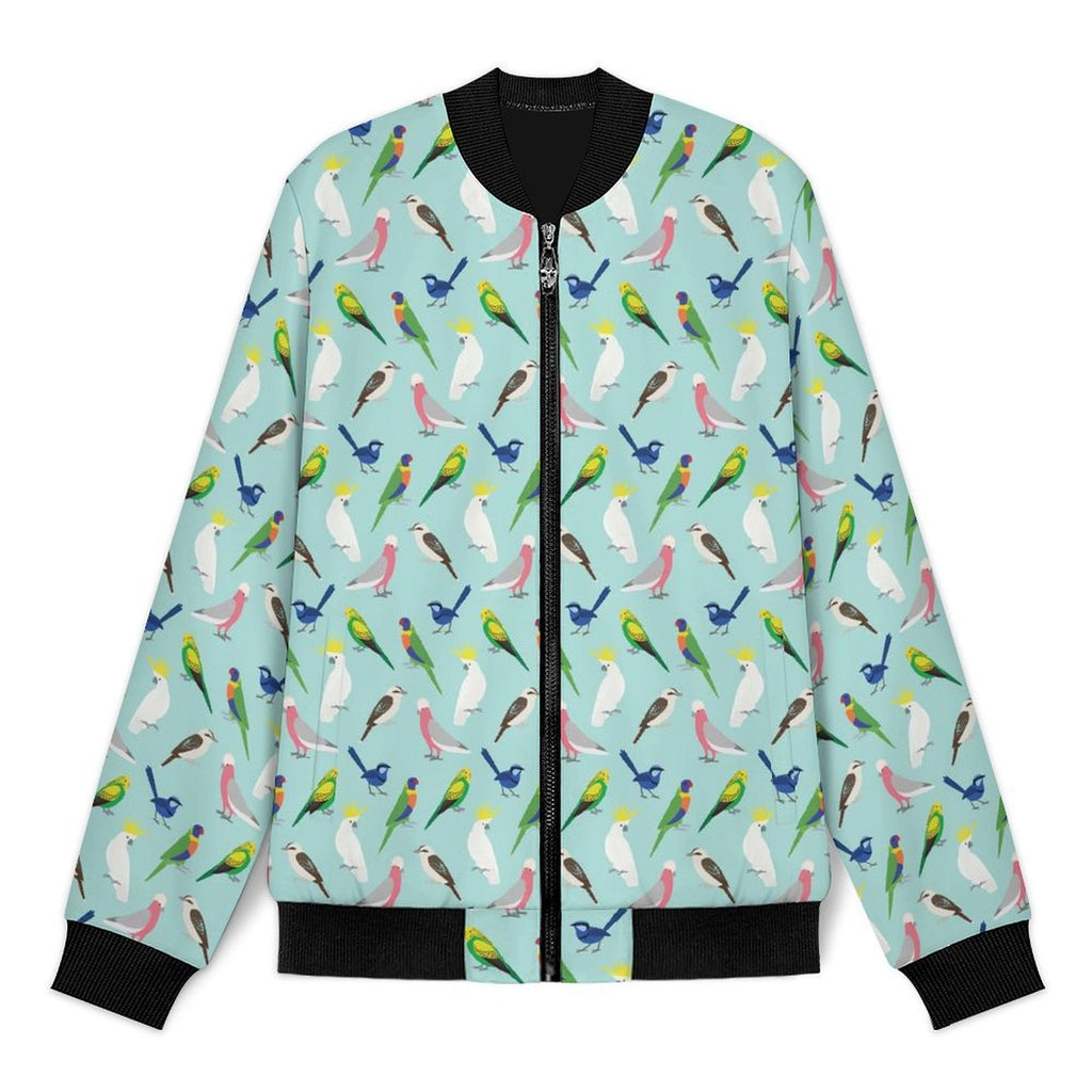 Australian Birds Men's Casual Zip‑Up Bomber Jacket