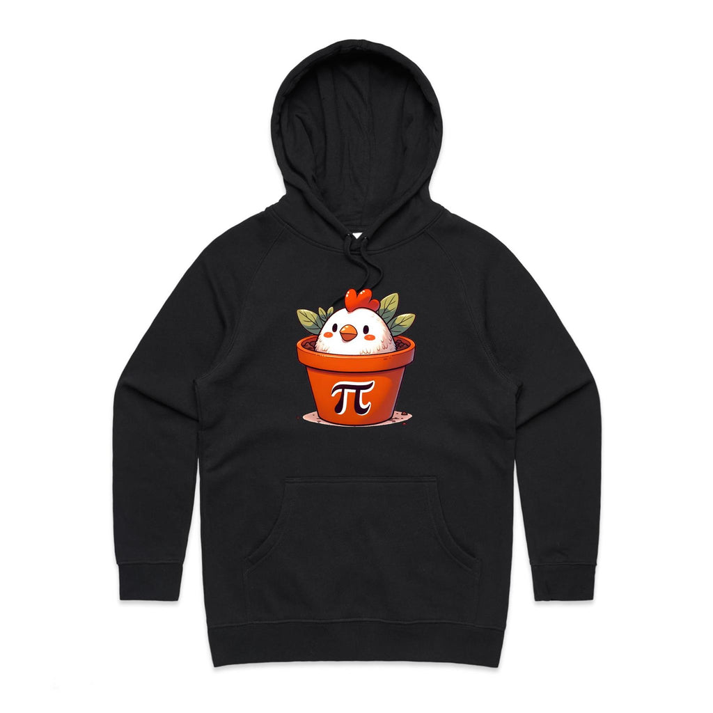 Chicken Pot Pi - Womens Hoodie Black Womens Hoodie animal Maths Printed In Australia