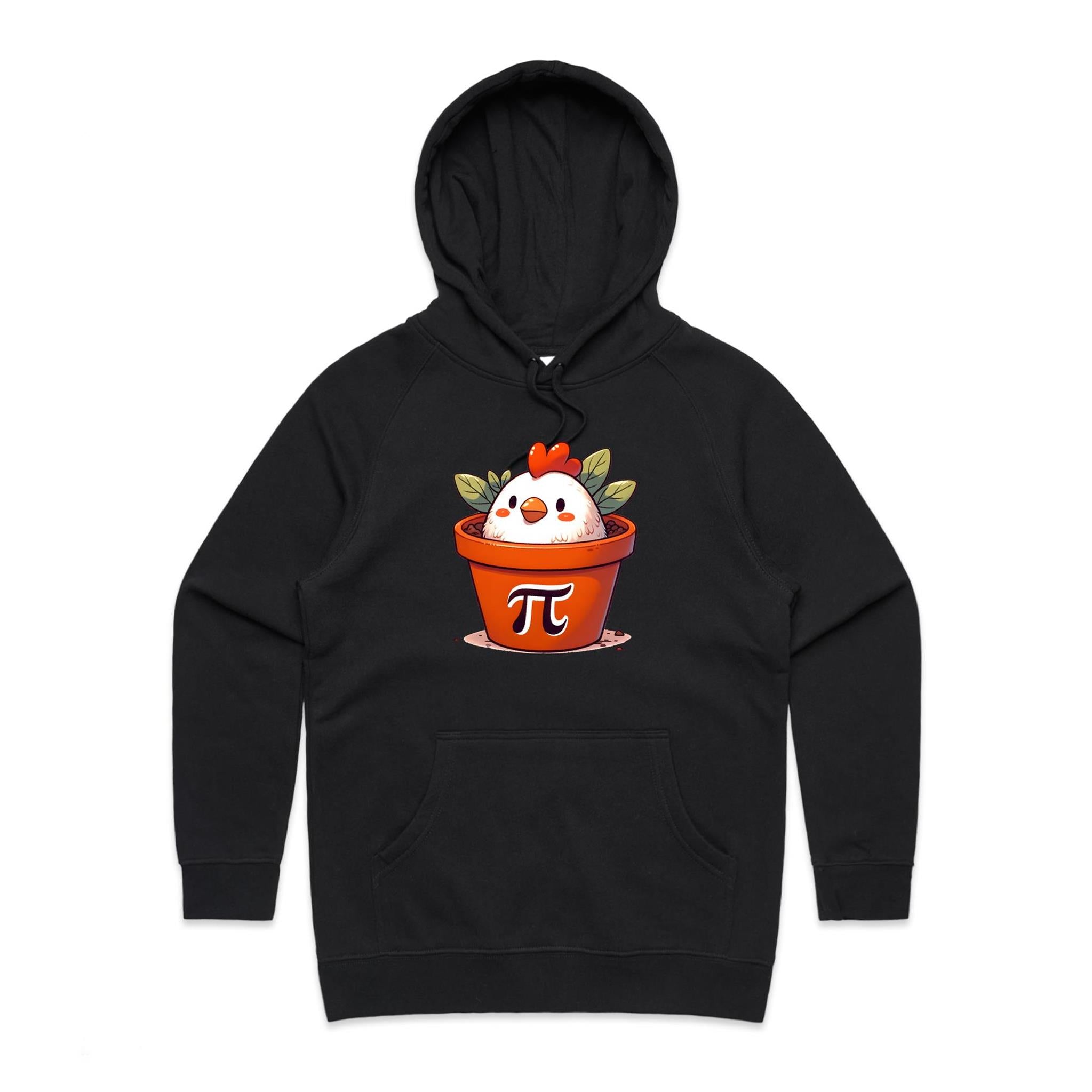 Chicken Pot Pi - Womens Hoodie Black Womens Hoodie animal Maths Printed In Australia