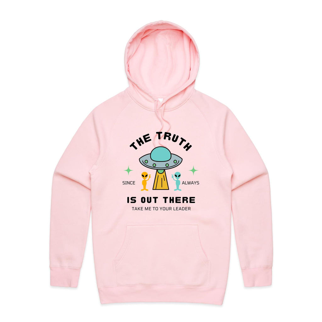 The Truth Is Out There, UFO - Mens Hoodie Pink Mens Hoodie Printed In Australia Sci Fi