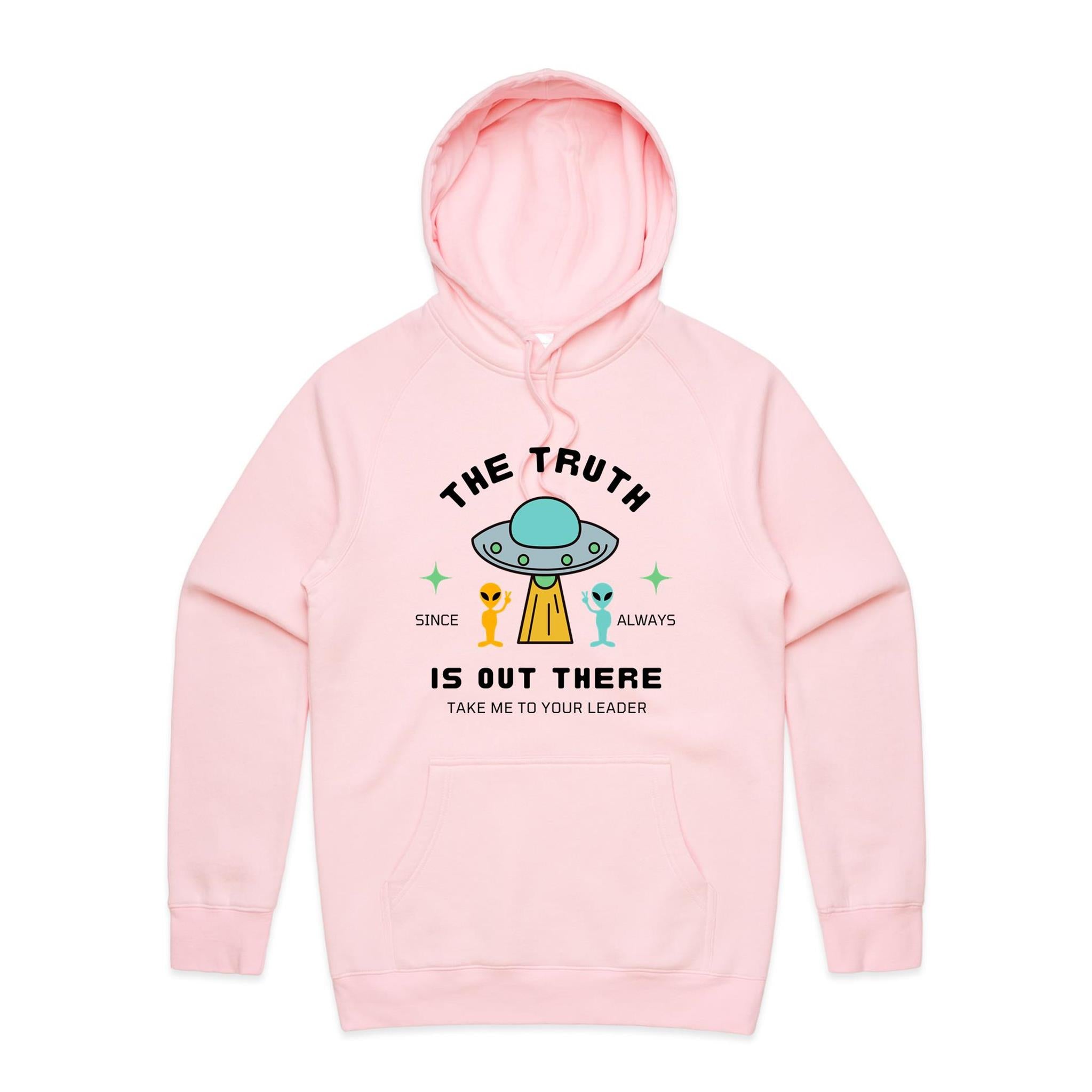 The Truth Is Out There, UFO - Mens Hoodie Pink Mens Hoodie Printed In Australia Sci Fi