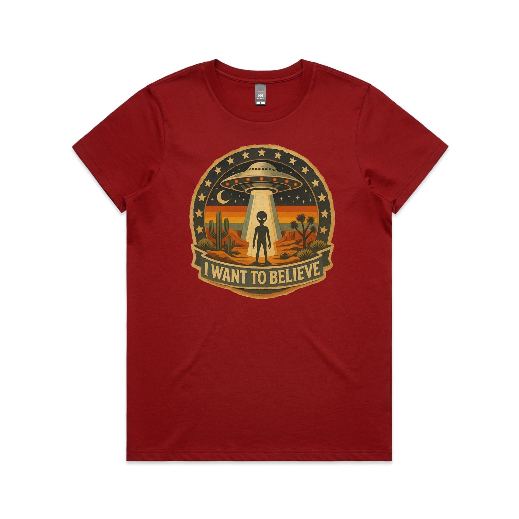 I Want To Believe Vintage UFO Women's AS Colour T-shirt