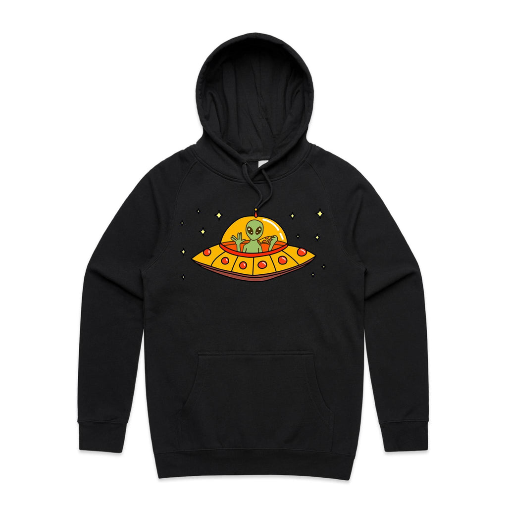 Alien Pizza - Mens Hoodie Black Mens Hoodie Food Printed In Australia Sci Fi