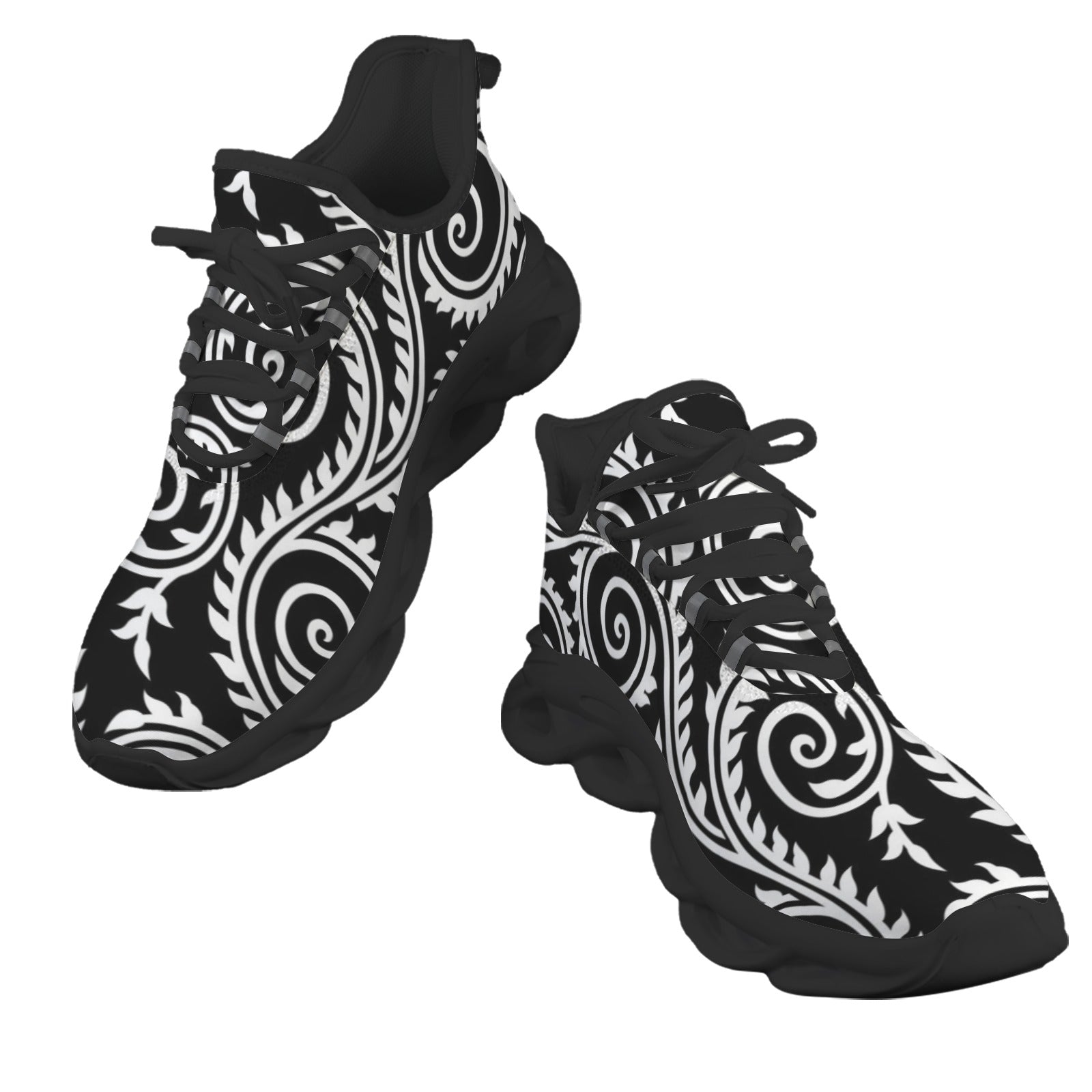Black And White Swirl Women's Twisted Sole Sneakers