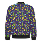 Groovy Alien And UFO Men's Casual Zip‑Up Bomber Jacket