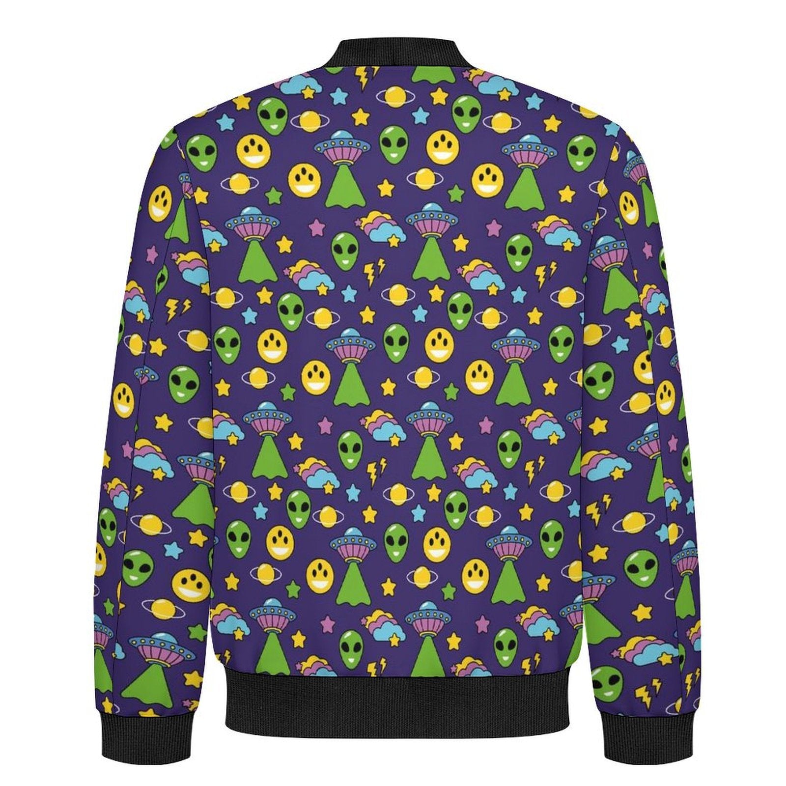 Groovy Alien And UFO Men's Casual Zip‑Up Bomber Jacket