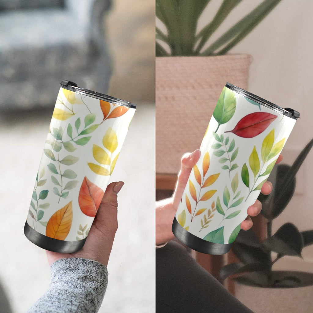 Autumn Leaves - 20oz Mobile Tumbler with Lid (Black Lock) 20oz Travel Mug Plants Printed Offshore