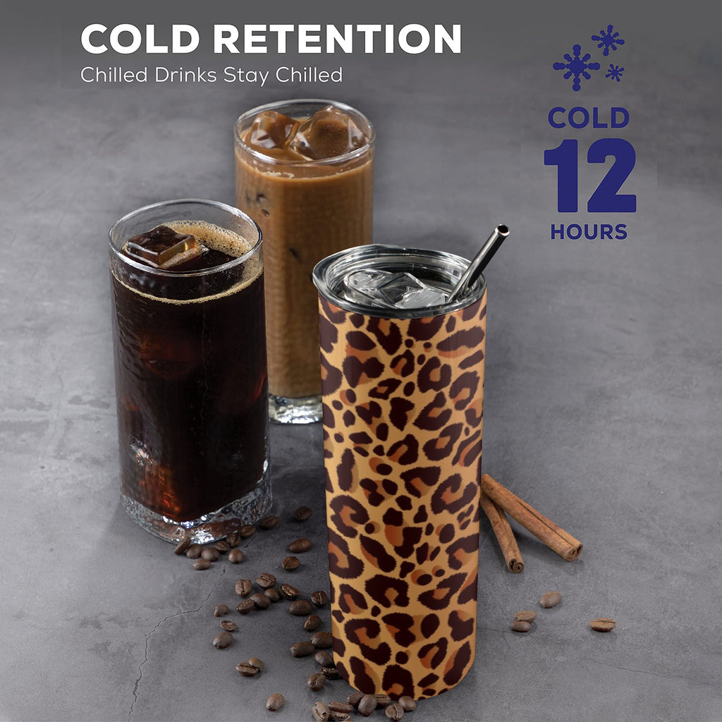 Leopard Print 20oz Tall Skinny Tumbler with Lid and Straw