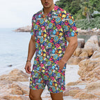 Sticker Music Men's Hawaiian Shirt & Shorts Set Men's Hawaiian Shirt & Shorts Set Music Printed Offshore