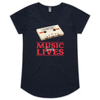 Music Saves Lives - Womens Scoop Neck T-Shirt Navy Womens Scoop Neck T-shirt Music Printed In Australia