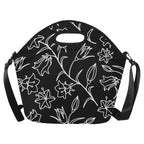 Black And White Floral - Neoprene Lunch Bag One Size Neoprene Lunch Bag Printed Offshore