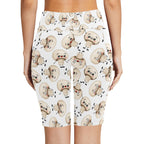 Cute Mushrooms Women's Bike Shorts With Side Pockets Women's Bike Shorts Food Printed Offshore
