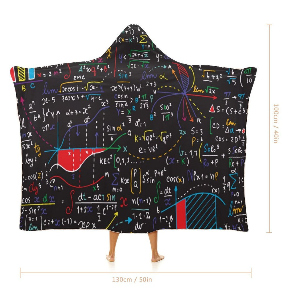 Colourful Maths Equations Kids Hooded Blanket 100cm x 130cm Kids Hooded Blanket Maths Printed Offshore