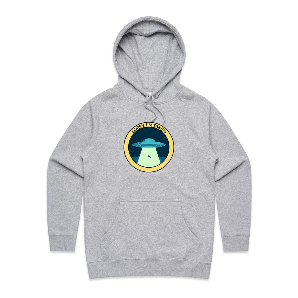 Sorry I'm Taken, Alien UFO - Womens Hoodie Grey Marle Womens Hoodie Printed In Australia Sci Fi