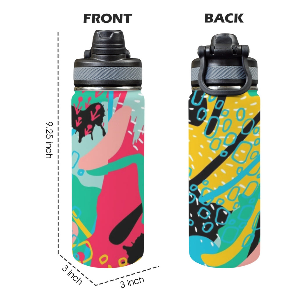 Bright And Colourful - Insulated Water Bottle with Dual-Use Lid (18oz) Insulated Water Bottle with Dual-Use Lid (18oz) Printed Offshore