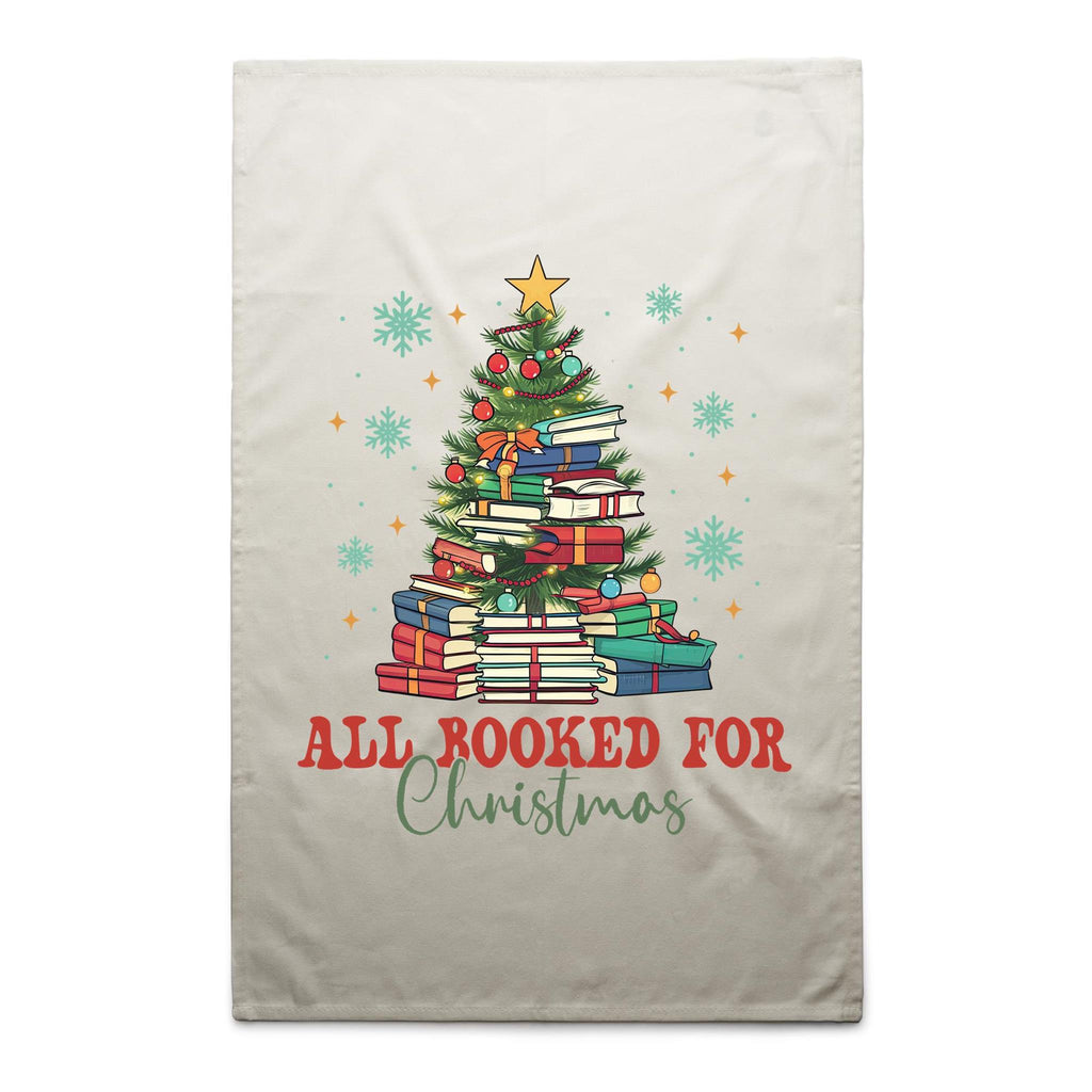 All Booked For Christmas - AS Colour Tea Towel Cream One Size Christmas Tea Towel Christmas Printed In Australia