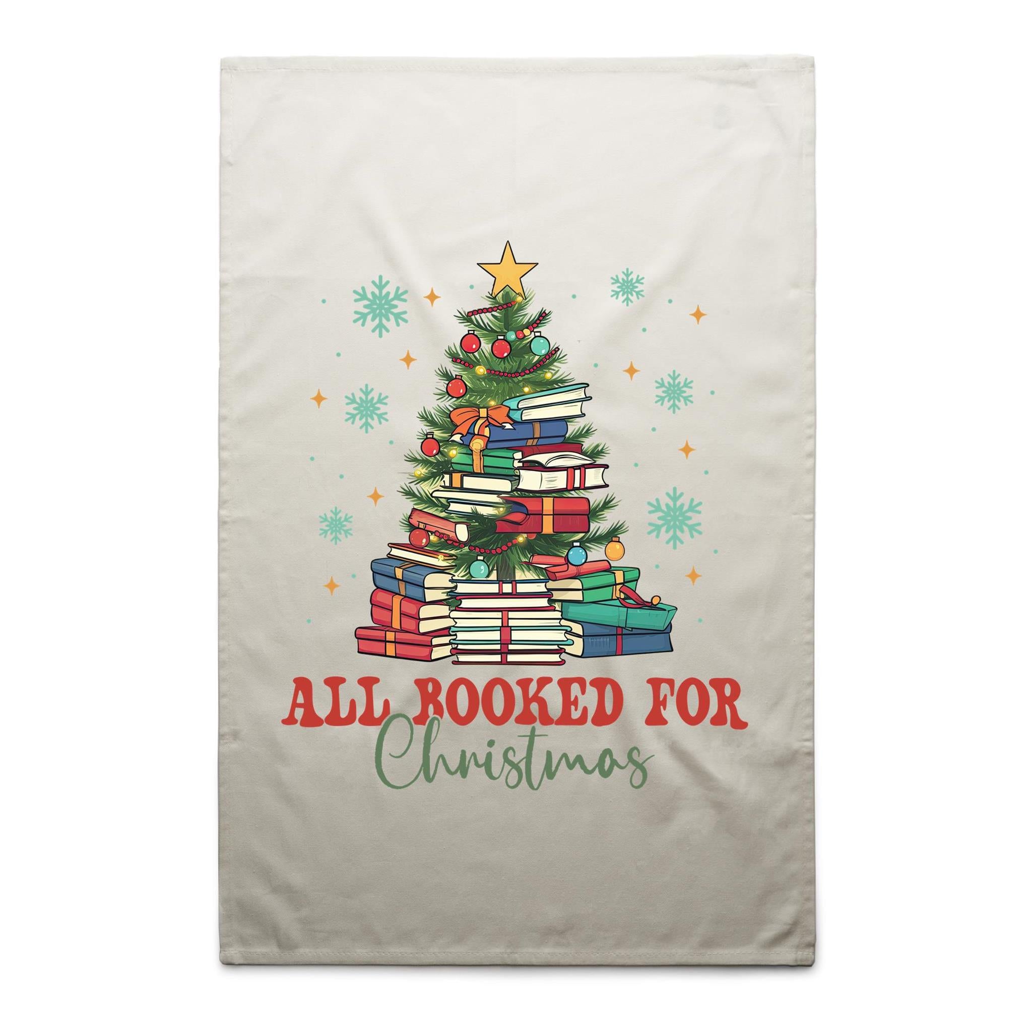 All Booked For Christmas - AS Colour Tea Towel Cream One Size Christmas Tea Towel Christmas Printed In Australia