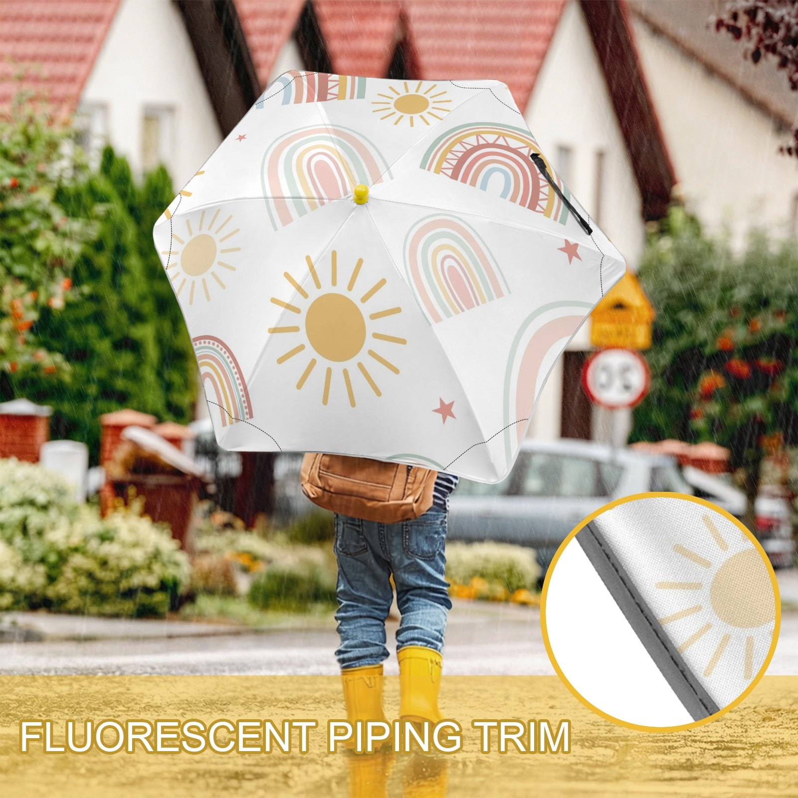 Pastel Rainbows Kids Safe Round Corner Umbrella Kids Safe Round Corner Umbrella Printed Offshore