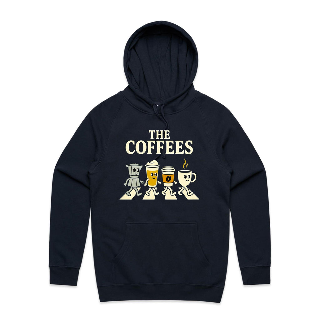 The Coffees, Crossing Road Men's AS Colour Hoodie Navy Mens Hoodie Coffee Music Printed In Australia