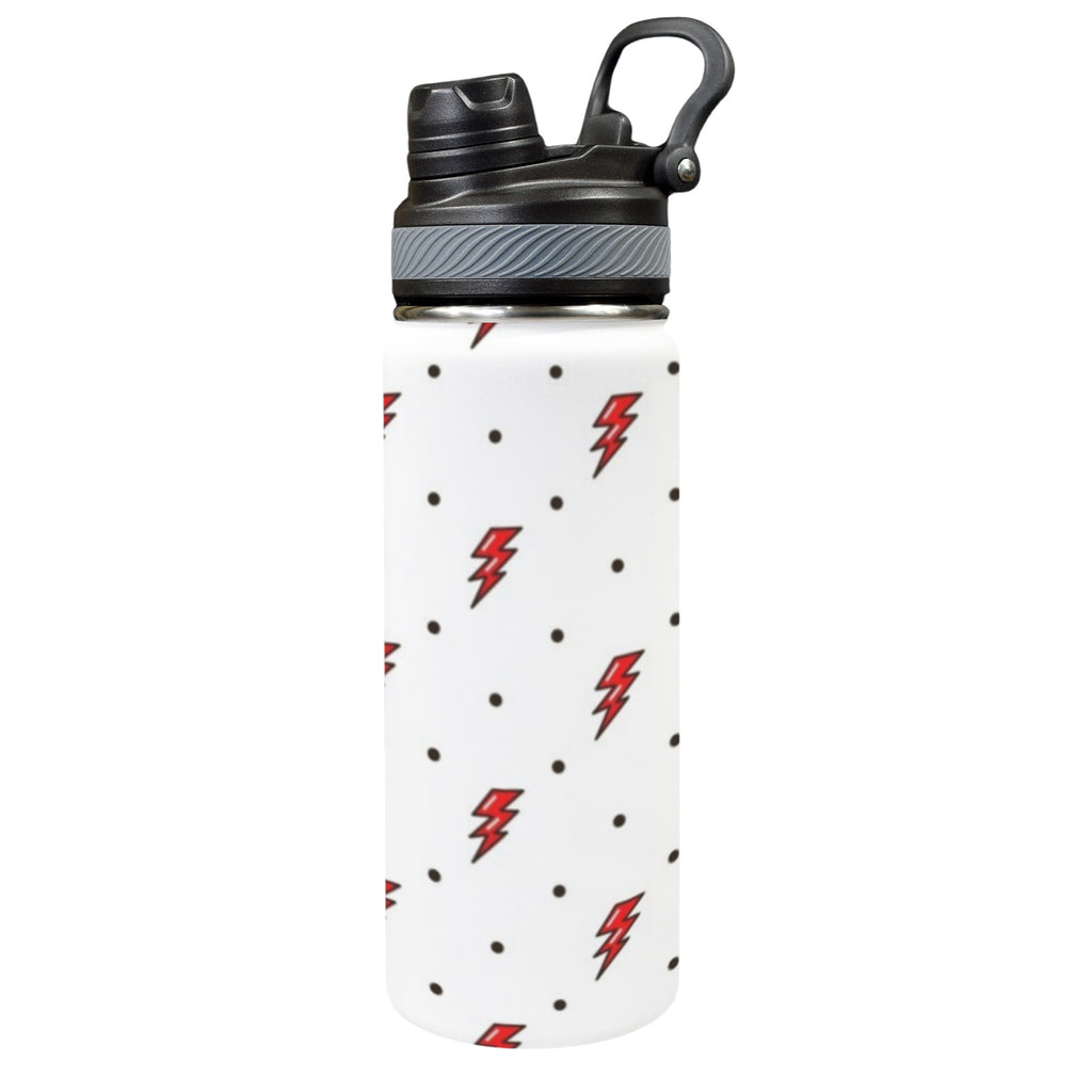 Red Lightning - Insulated Water Bottle with Dual-Use Lid (18oz) One Size Insulated Water Bottle with Dual-Use Lid (18oz) comic Printed Offshore