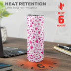 Pink Hearts On White - 20oz Tall Skinny Tumbler with Lid and Straw