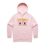 Everything Is OK, Periodic Table - Womens Hoodie Pink Womens Hoodie Printed In Australia Science