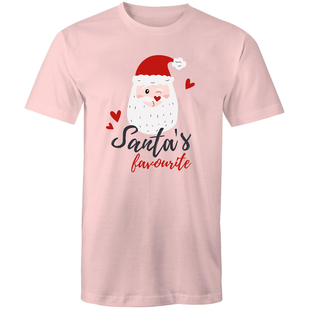 Santa's Favourite - Mens T-Shirt Pink Mens Christmas T-shirt Christmas Printed In Australia