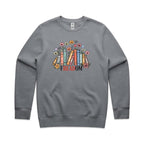 Freedom, Reading Books - AS Colour Stencil Crew Gravel Sweatshirt Printed In Australia Reading