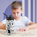 Black And White Dogs - Kids Water Bottle with Chug Lid (12 oz) Kids Water Bottle with Chug Lid animal Printed Offshore