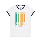 Retro Nostalgia - Women's Ringer Tee White Navy Womens Ringer T-shirt Printed In Australia Retro