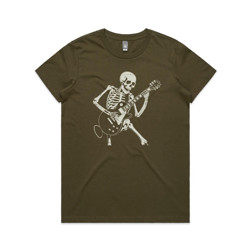 Skeleton Playing Guitar Women's AS Colour T-shirt Army Womens T-shirt Music Printed In Australia