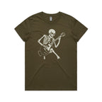 Skeleton Playing Guitar Women's AS Colour T-shirt Army Womens T-shirt Music Printed In Australia