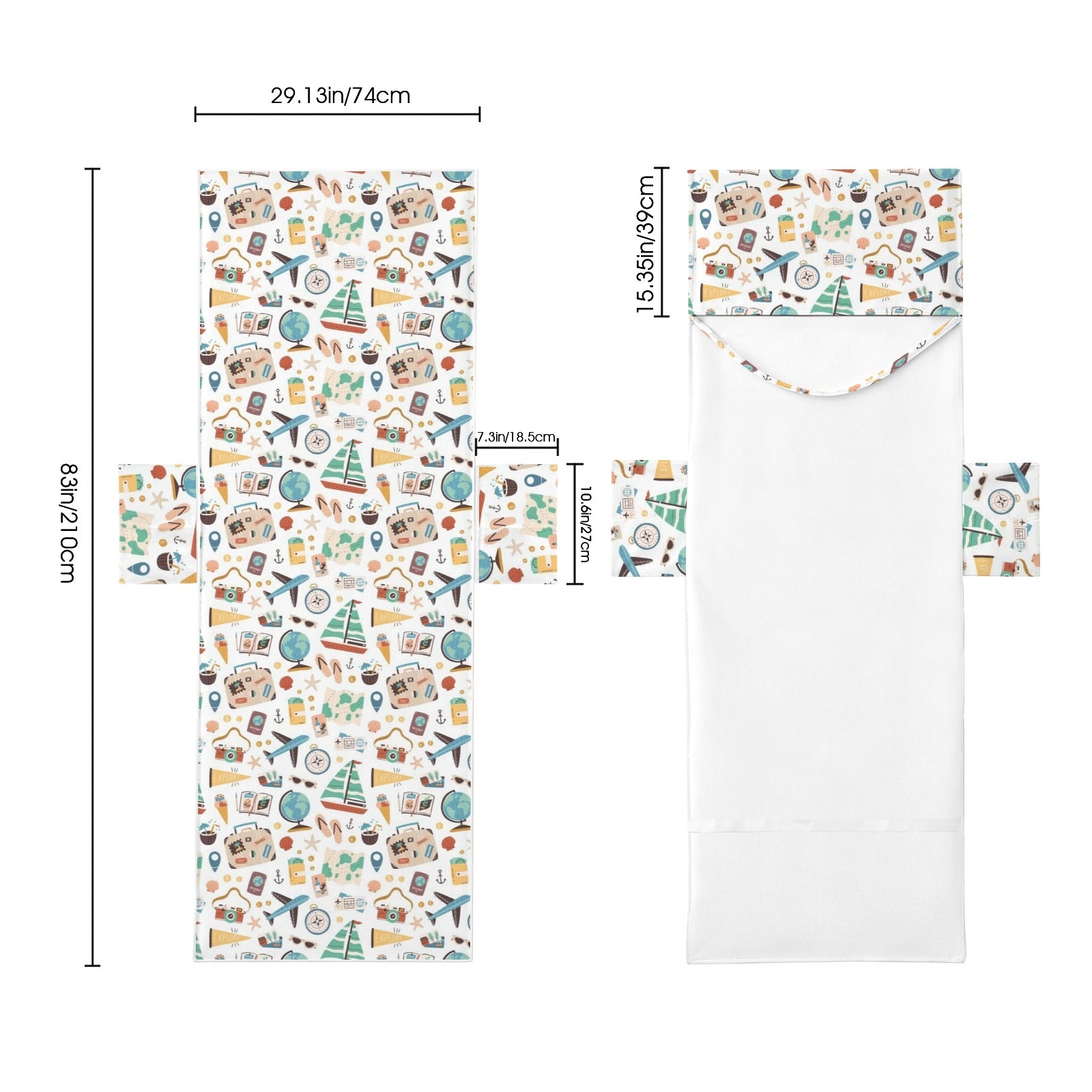 Travel And Explore Beach Chair Towel Cover with Side Pockets