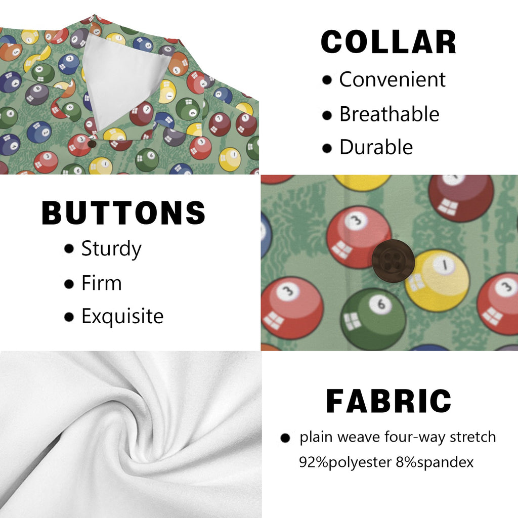 Pool Balls Men's Short Sleeve Hawaiian Shirt Men's Hawaiian Shirt (New) Games Printed Offshore