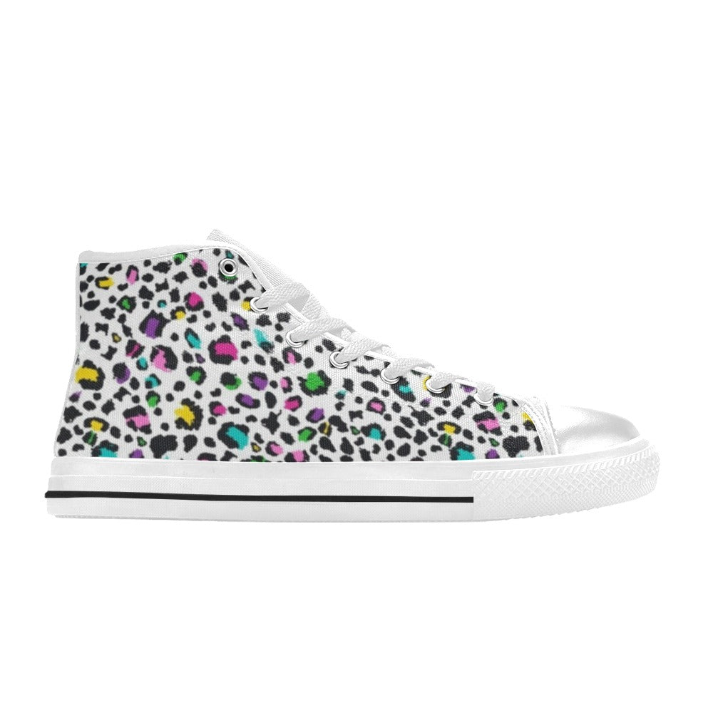Animal Print In Colour - Men's High Top Canvas Shoes